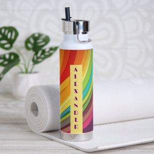 Retro-Regenbogen-Muster Nr. 2 Personalisierter Nam Trinkflasche