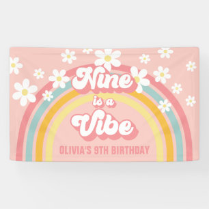 Retro Regenbogen Neun ist eine Stimmung Groovy 9. Banner