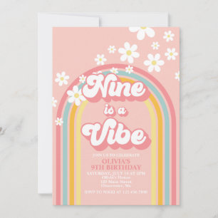 Retro Regenbogen Neun ist eine Stimmung Groovy 9.  Einladung