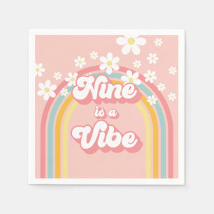 Retro Regenbogen Neun ist eine Stimmung Groovy 9. Serviette