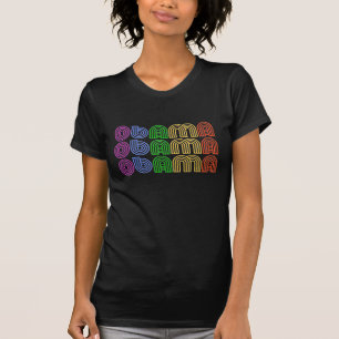 Retro Regenbogen OBAMA - T - Shirt