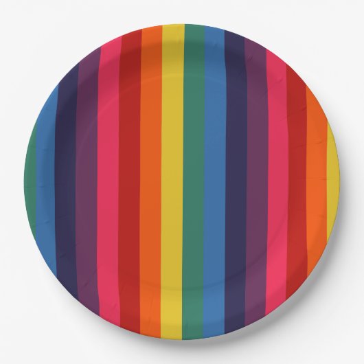 Retro Regenbogen Pappteller (Vorderseite)