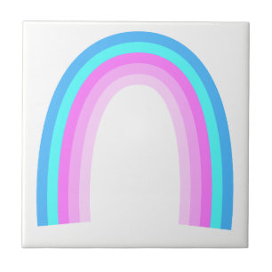 Retro-Regenbogen-Pastell-Blau-Türkis-Rosa  Fliese