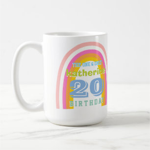 Retro-Regenbogen-Pastell-Jahresgeburtstags-Kaffeet Kaffeetasse