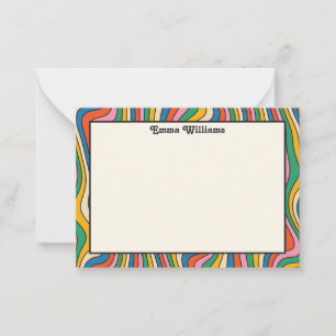 Retro-Regenbogen Personalisierte Name Moderne Noti Mitteilungskarte