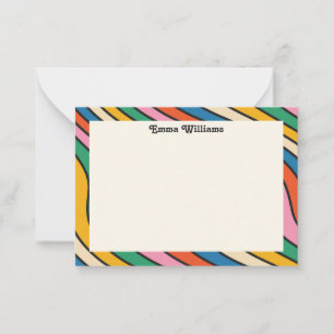 Retro-Regenbogen Personalisierte Name Moderne Noti Mitteilungskarte
