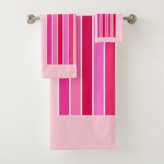 Retro-Regenbogen-Preppy-Rosa und Roter Pfeil Badhandtuch Set (Insitu)
