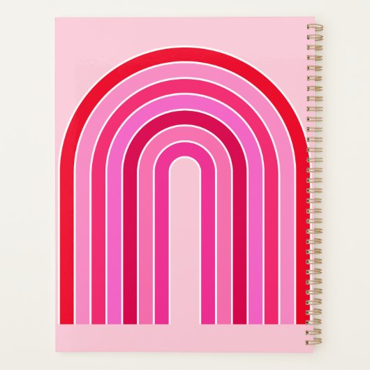 Retro-Regenbogen-Preppy-Rosa und Roter Pfeil Planer (Rückseite)