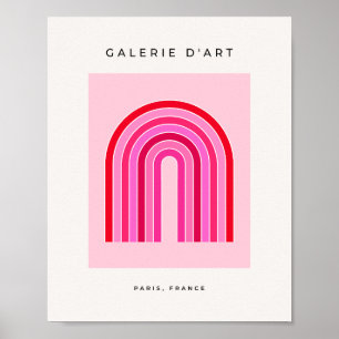 Retro-Regenbogen-Preppy-Rosa und Roter Pfeil Poster