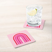 Retro-Regenbogen-Preppy-Rosa und Roter Pfeil Rechteckiger Pappuntersetzer (Vor Ort)