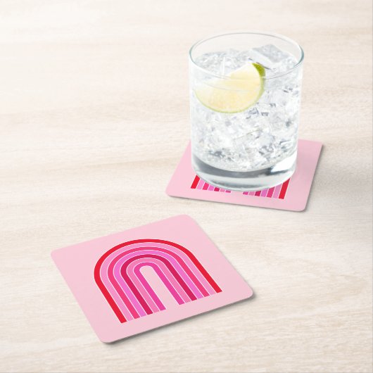 Retro-Regenbogen-Preppy-Rosa und Roter Pfeil Rechteckiger Pappuntersetzer (Vor Ort)