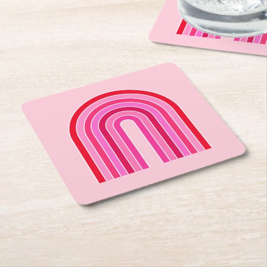 Retro-Regenbogen-Preppy-Rosa und Roter Pfeil Rechteckiger Pappuntersetzer (angewinkelt)