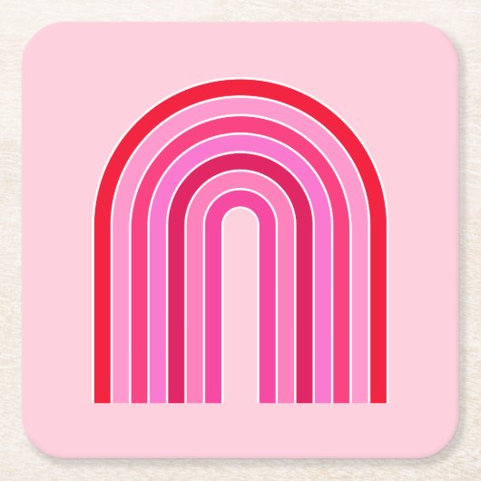 Retro-Regenbogen-Preppy-Rosa und Roter Pfeil Rechteckiger Pappuntersetzer (Vorderseite)
