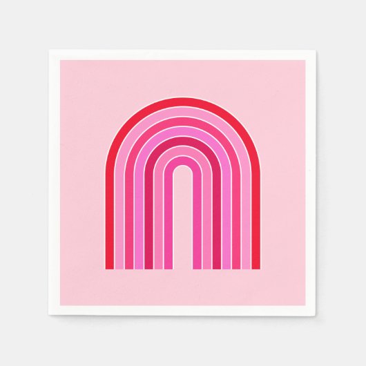 Retro-Regenbogen-Preppy-Rosa und Roter Pfeil Serviette (Vorderseite)