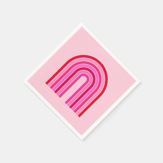 Retro-Regenbogen-Preppy-Rosa und Roter Pfeil Serviette (Ecke)