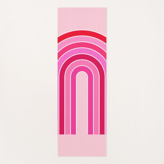 Retro-Regenbogen-Preppy-Rosa und Roter Pfeil Yogamatte (Vorderseite)
