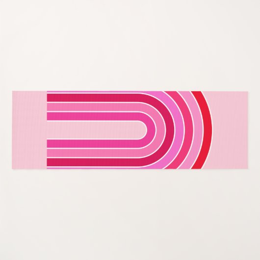 Retro-Regenbogen-Preppy-Rosa und Roter Pfeil Yogamatte (Vorderseite (Horizontal))