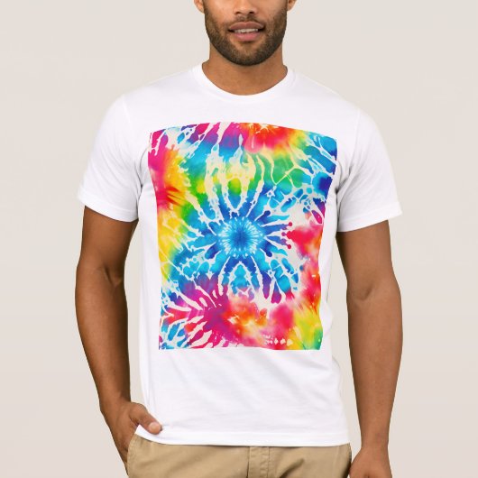 *~* Retro-Regenbogen Psychodelische Hipster-Gefärb T-Shirt (Vorderseite)