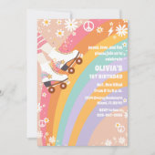 Retro-Regenbogen-Roller-Skating-Geburtstag Einladung (Vorderseite)