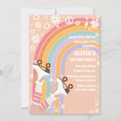 Retro-Regenbogen-Rollschuhe Einladung (Vorderseite)