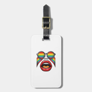 Retro-Regenbogen-Sonnenbrille Lippen Gesicht Vekto Gepäckanhänger