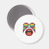 Retro-Regenbogen-Sonnenbrille Lippen Gesicht Vekto Magnet (Vorderseite/Rückseite)