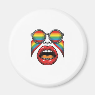 Retro-Regenbogen-Sonnenbrille Lippen Gesicht Vekto Magnet