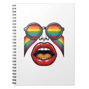 Retro-Regenbogen-Sonnenbrille Lippen Gesicht Vekto Notizblock
