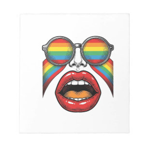 Retro-Regenbogen-Sonnenbrille Lippen Gesicht Vekto Notizblock