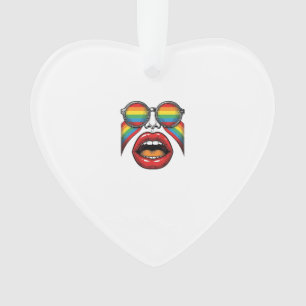 Retro-Regenbogen-Sonnenbrille Lippen Gesicht Vekto Ornament