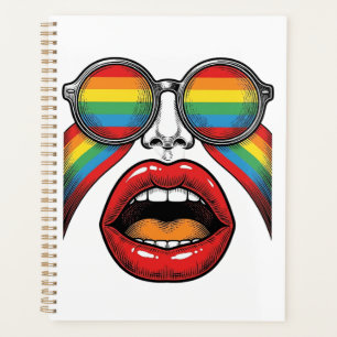 Retro-Regenbogen-Sonnenbrille Lippen Gesicht Vekto Planer