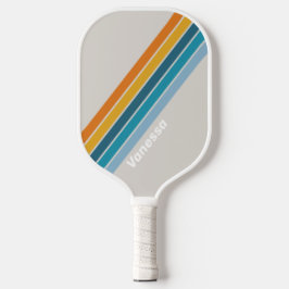 Retro-Regenbogen Streifen mit Namen Pickleball Schläger