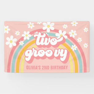 Retro Regenbogen Two Groovy 2. Geburtstag Banner