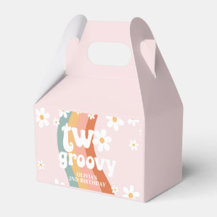 Retro-Regenbogen Two Groovy Daisy 2. Geburtstag Geschenkschachtel