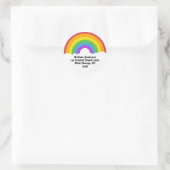 Retro-Regenbogen und Clouds-Rundrücksendekennzeich Runder Aufkleber (Tasche)