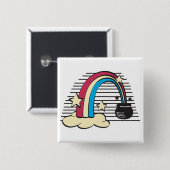 Retro-Regenbogen und Goldtopf Button (Vorne & Hinten)