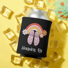 Retro-Regenbogen- und Gummi-Cloud-Monogramm-Pflege Dosenkühler