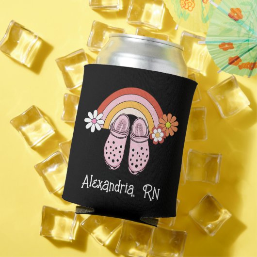 Retro-Regenbogen- und Gummi-Cloud-Monogramm-Pflege Dosenkühler (In Situ Sommer)