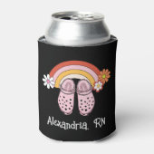 Retro-Regenbogen- und Gummi-Cloud-Monogramm-Pflege Dosenkühler (Kanne Vorderseite)