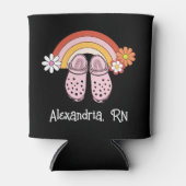 Retro-Regenbogen- und Gummi-Cloud-Monogramm-Pflege Dosenkühler (Vorderseite)