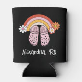 Retro-Regenbogen- und Gummi-Cloud-Monogramm-Pflege Dosenkühler (Rückseite)