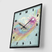 Retro Regenbogen und Musiknoten auf einer Quadratische Wanduhr (Winkel)