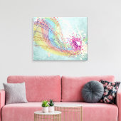 Retro-Regenbogen und Musiknoten auf einer Shabby-T Leinwanddruck (Insitu (Wohnzimmer))