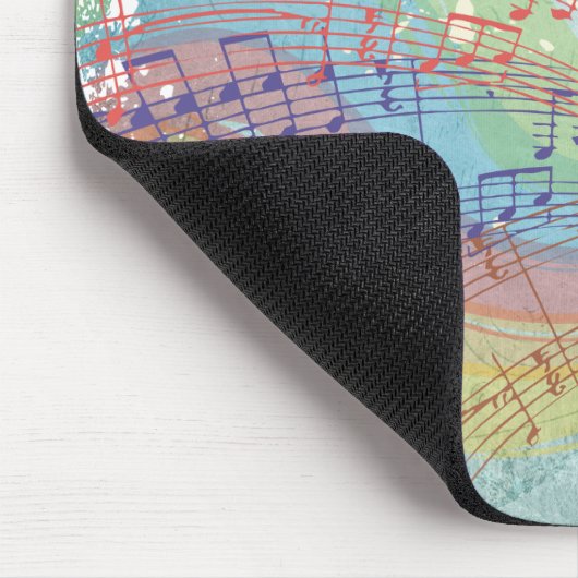 Retro-Regenbogen und Musiknoten auf einer Shabby-T Mousepad (Ecke)