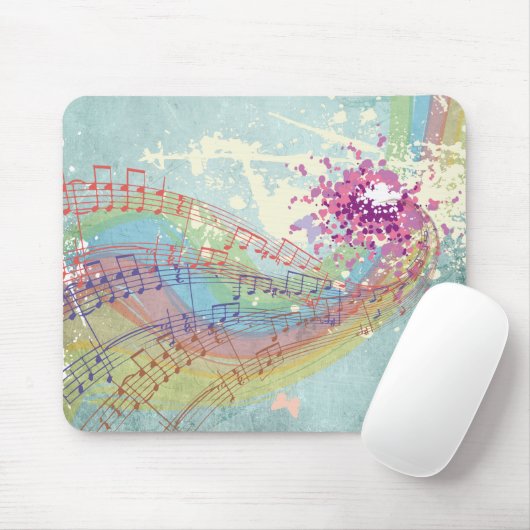 Retro-Regenbogen und Musiknoten auf einer Shabby-T Mousepad (Mit Mouse)