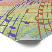 Retro-Regenbogen und Musiknoten auf einer Shabby-T Poster (Ecke)