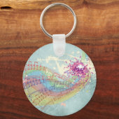 Retro-Regenbogen und Musiknoten auf einer Shabby-T Schlüsselanhänger (Vorderseite)