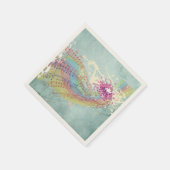 Retro-Regenbogen und Musiknoten auf einer Shabby-T Serviette (Ecke)