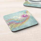 Retro-Regenbogen und Musiknoten auf einer Shabby-T Untersetzer (Linke Seite)