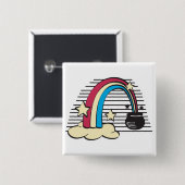 Retro Regenbogen und Topf aus Gold Button (Vorne & Hinten)